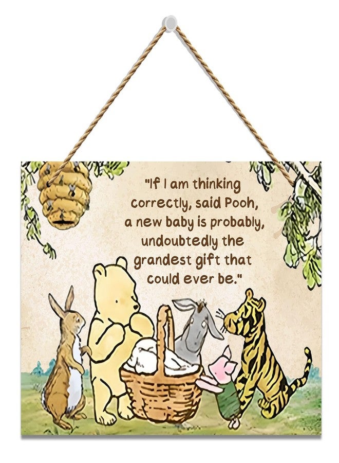Hatzelou 1PCS Classic Winnie Baby Shower Centerpiece, Winnie Quotes Wall Hanging Sign, the Pooh Wall Sign Gifts, Adorable Winnie Sign for Home Bedroom Nursery, Perfect for Baby Shower Party Decor - Image 1